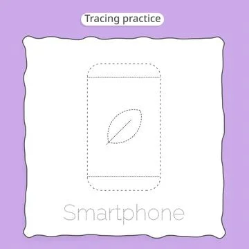 Smartphone Tracing Practice Worksheet Template Stock-Illustration