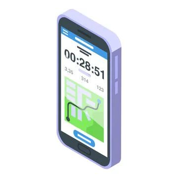 Smartphone tracking icon isometric vector. Runner app Stock Illustration