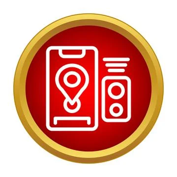 Smartphone tracking location with remote smart device icon Stock Illustration