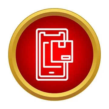 Smartphone tracking package delivery service app icon Stock Illustration