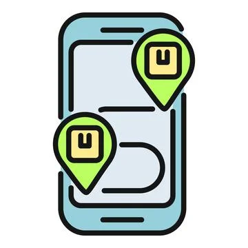 Smartphone tracking package location delivery logistics app Stock Illustration