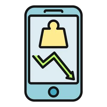 Smartphone tracking weight loss progression application concept イラスト素材