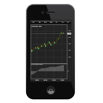 Smartphone with traiding terminal application and forex chart. Stock Illustration