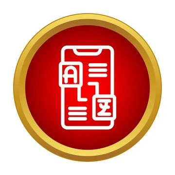 Smartphone translating different languages with app icon Stock Illustration