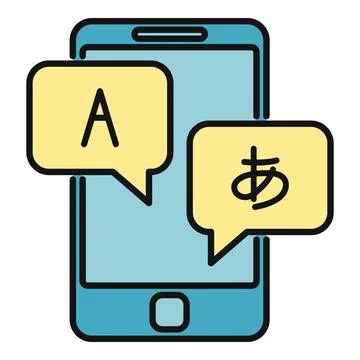 Smartphone translating different languages with a communication app Stock Illustration