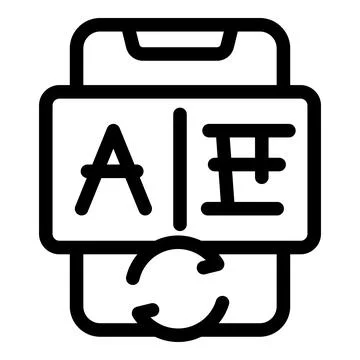 Smartphone translating different languages using artificial intelligence Stock Illustration