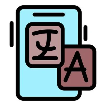 Smartphone translating different languages using online application Stock Illustration