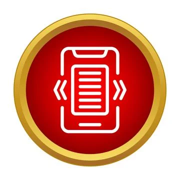 Smartphone transmitting data document icon in red circle イラスト素材