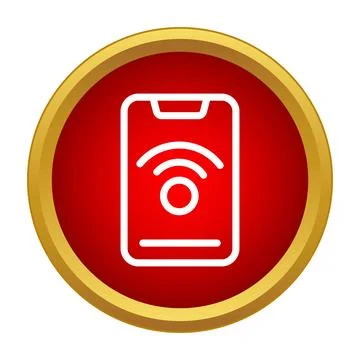 Smartphone transmitting wireless connection signal icon Stock Illustration