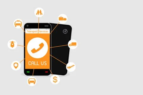 Smartphone with transport service application Stock Illustration