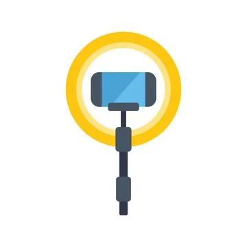 Smartphone on tripod with ring light illuminating for perfect shot Stock Illustration