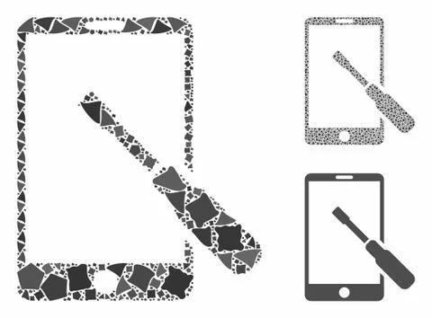 Smartphone tuning screwdriver Composition Icon of Humpy Elements Stockillustratie