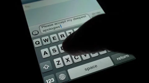 Smartphone Typing Message - Please accept my deepest apologies Video stock 36099449