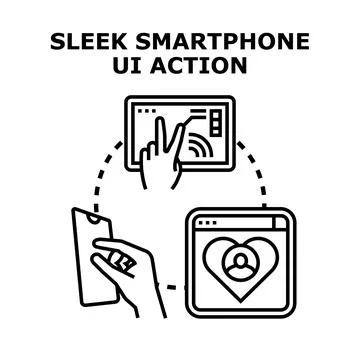 Smartphone ui action networking and data linking concept Stock Illustration