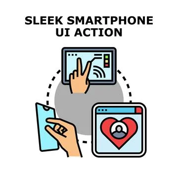 Smartphone ui action networking and data linking concept Stock Illustration