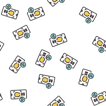 Smartphone unblocked with face id vector seamless pattern Stock Illustration
