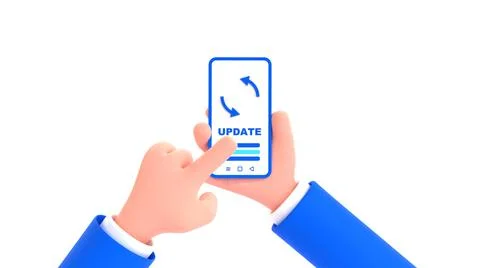 Smartphone update concept. 3d render illustration on white background. Stock Illustration