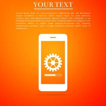 Smartphone update process with gearbox progress and loading bar icon isolated on Illustrazione stock