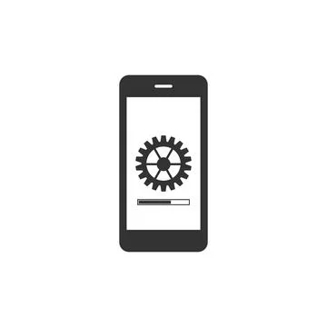Smartphone update process with gearbox progress and loading bar icon isolated Illustrazione stock