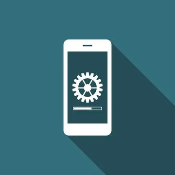 Smartphone update process with gearbox progress and loading bar icon isolated Illustrazione stock