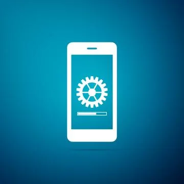 Smartphone update process with gearbox progress and loading bar icon isolat.. 스톡 일러스트