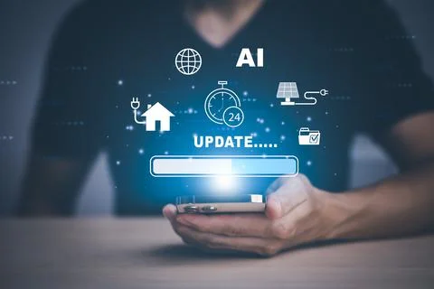 Smartphone with Update Software Computer Program Upgrade Business Technology  스톡 사진