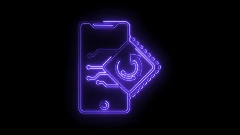 Smartphone update software process modern neon design on black background t.. Stock Footage 315962743