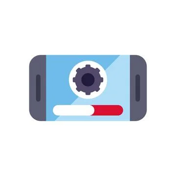 Smartphone updating software with progress loading bar Stockillustratie