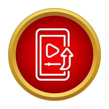 Smartphone uploading content icon over red circle Ilustração Stock