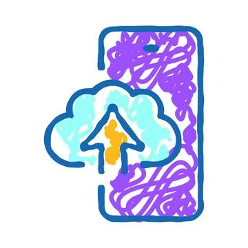 Smartphone uploading data to cloud computing storage Stockillustratie