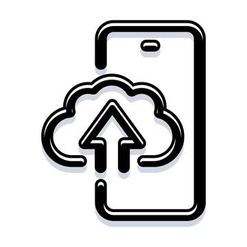 Smartphone uploading data to cloud computing storage Stockillustratie