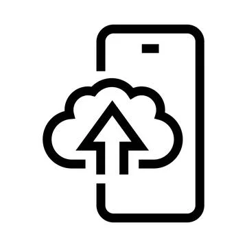 Smartphone uploading data to cloud storage service Stock Illustration