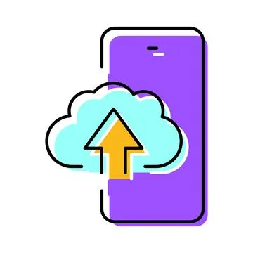 Smartphone uploading data to cloud storage service イラスト素材