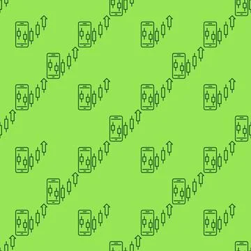 Smartphone with Uptrend Candlestick Chart vector mobile trading thin line s.. 스톡 일러스트