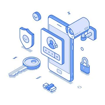 Smartphone user account security personal data information protect minimali.. Illustrazione stock