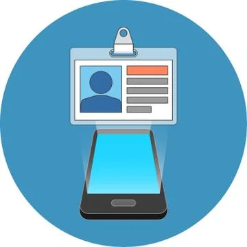 Smartphone user ID, profile concept. Isometric design. Stock Illustration