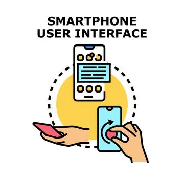 Smartphone user interface concept and mobile usage 스톡 일러스트