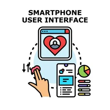 Smartphone user interface concept with mobile app interaction Stock Illustration