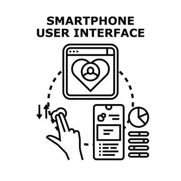 Smartphone user interface concept with mobile app interaction Stock Illustration