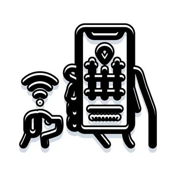 Smartphone using location tracking app with wifi connection Stock Illustration