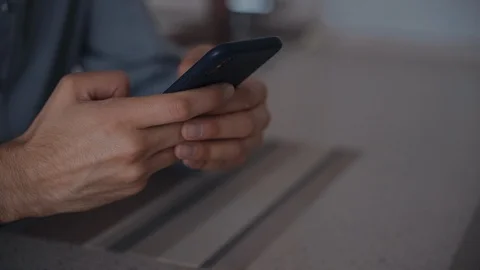 Smartphone is using by man in close front view. Social model of modern gadget Video stock 110806548