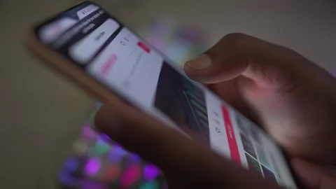 A smartphone using a person Video stock 290950551