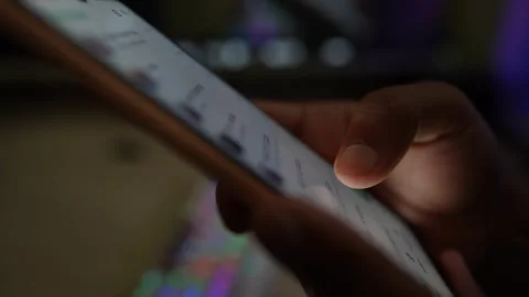 Smartphone using scroll up by hand a person Stock Footage 290949003