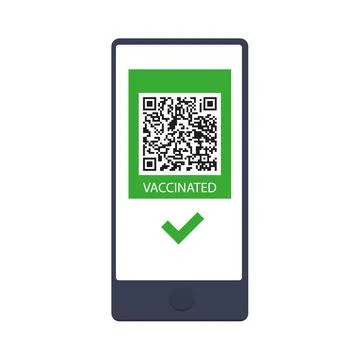 Smartphone with vaccination QR code. Prevention of coronavirus infection Illustrazione stock