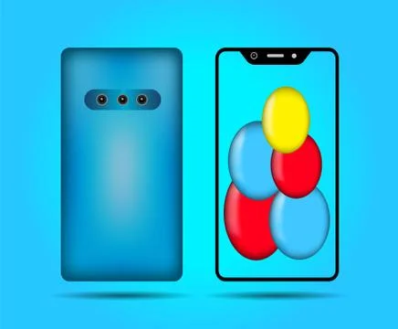 Smartphone vector from front and back isolated in blue background. Stockillustratie