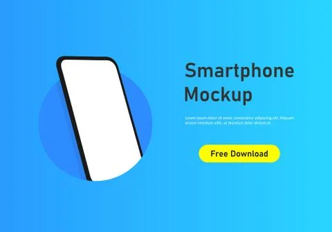 Smartphone vector mockup in the circle. 3d mobile phone with blank white screen Stock Illustration