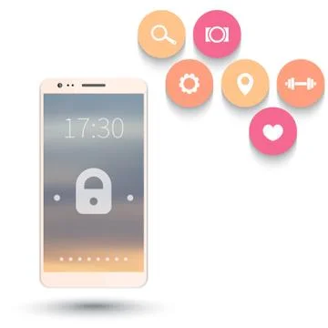 Smartphone vector mockup, smartphone with big screen and thin frames on white Stock Illustration