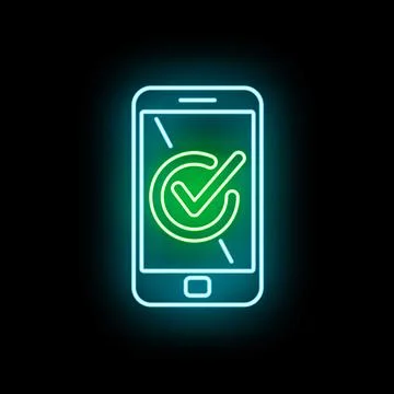 Smartphone verifying digital check mark success concept Stock Illustration