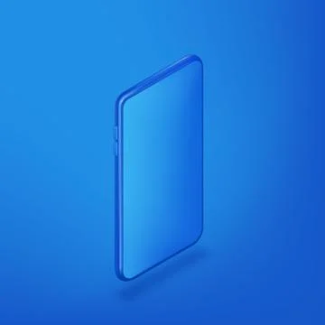 Smartphone vertical mockup design template. Vector realistic 3d isometric ill Stock Illustration