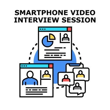 Smartphone video call interview session concept Stock Illustration
